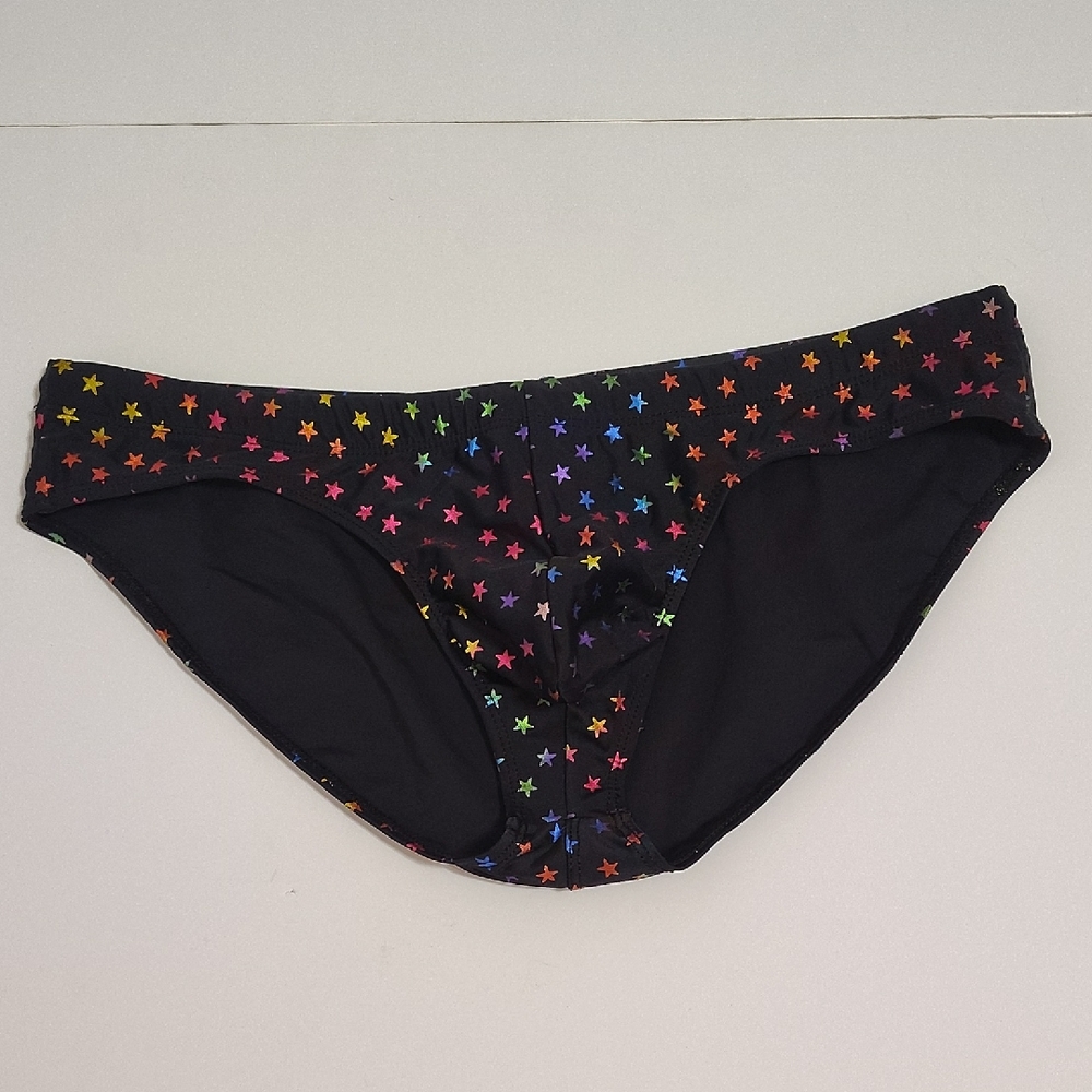Rick Majors Men's Low Rise Swim Brief Rainbow Stars Sz L